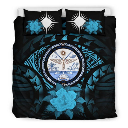 Marshall Islands Duvet Cover Set - Marshall Islands Seal & Blue Hibiscus