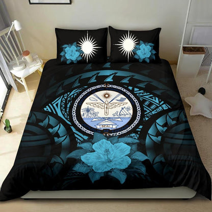 Marshall Islands Duvet Cover Set - Marshall Islands Seal & Blue Hibiscus
