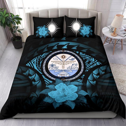 Marshall Islands Duvet Cover Set - Marshall Islands Seal & Blue Hibiscus