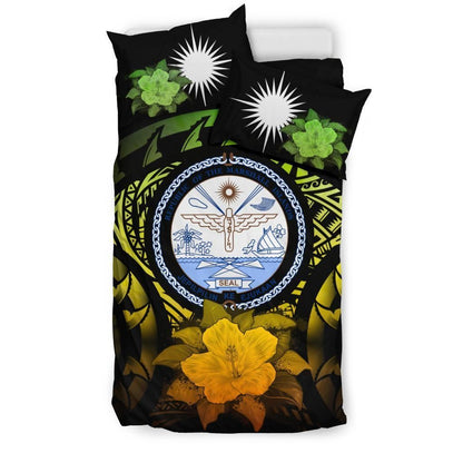 Marshall Islands Duvet Cover Set - Marshall Islands Seal & Reggae Hibiscus