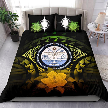 Marshall Islands Duvet Cover Set - Marshall Islands Seal & Reggae Hibiscus