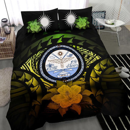 Marshall Islands Duvet Cover Set - Marshall Islands Seal & Reggae Hibiscus