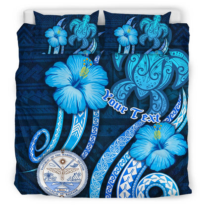 Marshall Islands Personalised Bedding Set - Turtle And Tribal Tattoo Of Polynesian
