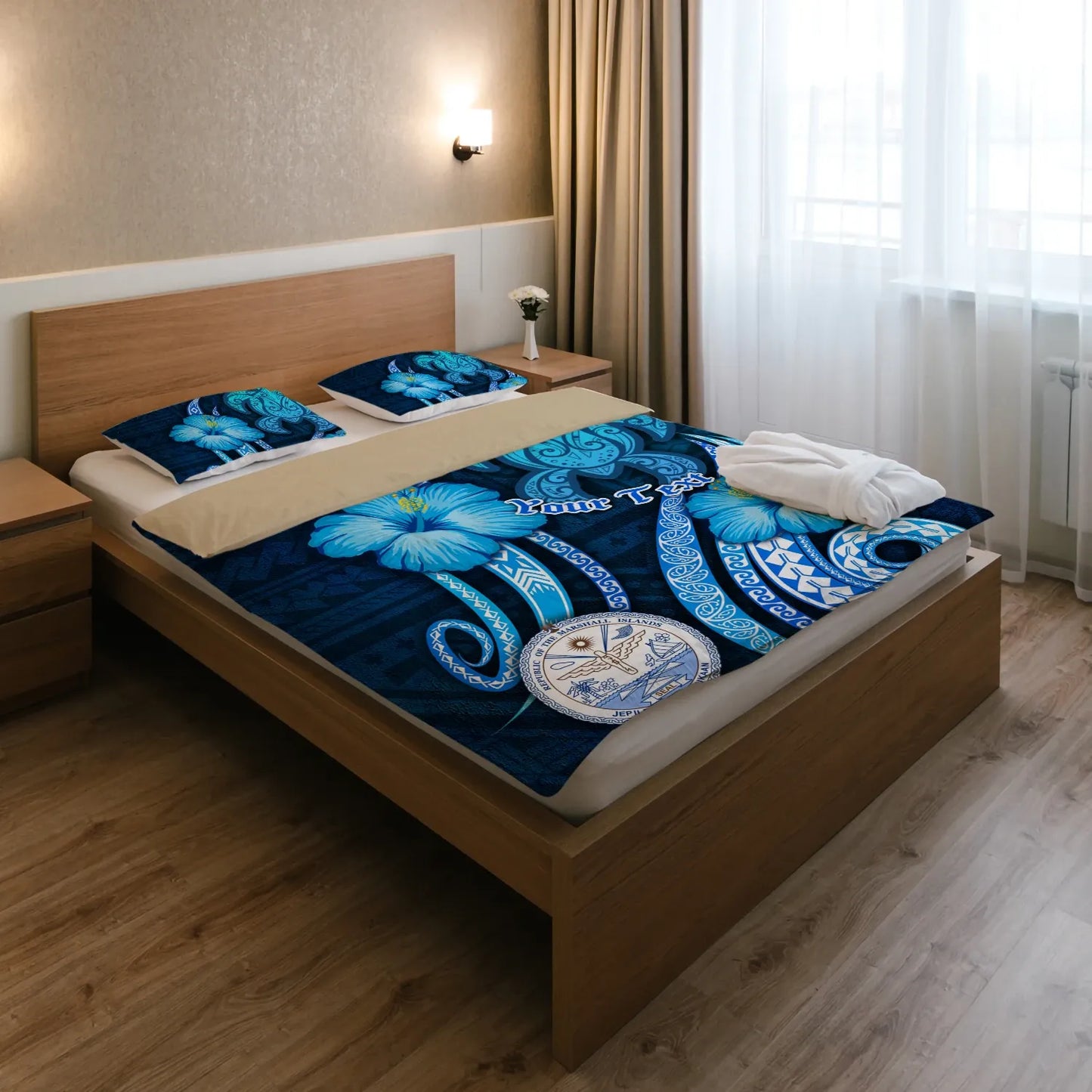 Marshall Islands Personalised Bedding Set - Turtle And Tribal Tattoo Of Polynesian