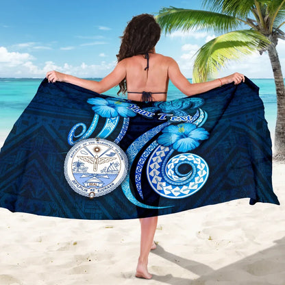 Marshall Islands Personalised Sarong - Turtle and Tribal Tattoo Of Polynesian