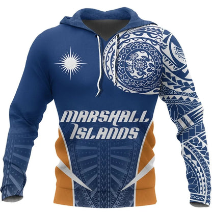 Marshall Islands Active Special Hoodie - Marshall Islands Flag Polynesian Tattoo