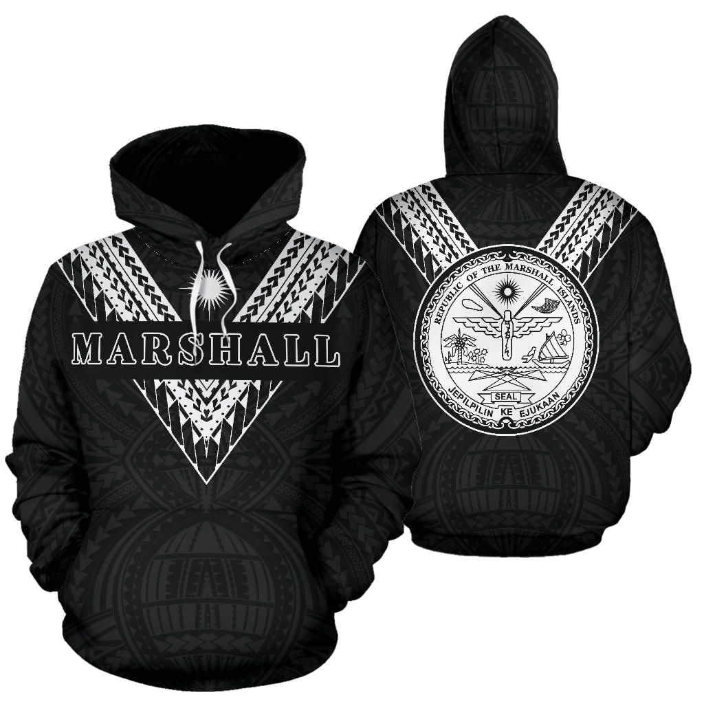 Marshall Islands All Over Hoodie - Black White Sailor Style