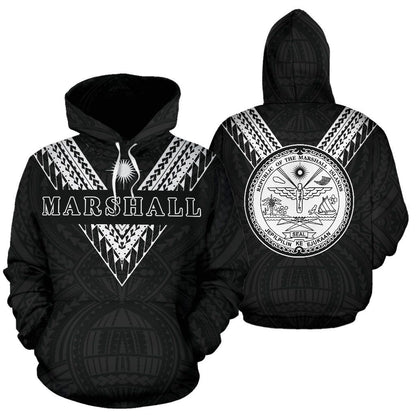 Marshall Islands All Over Hoodie - Black White Sailor Style