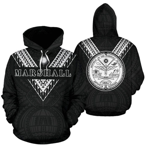 Marshall Islands All Over Hoodie - Black White Sailor Style