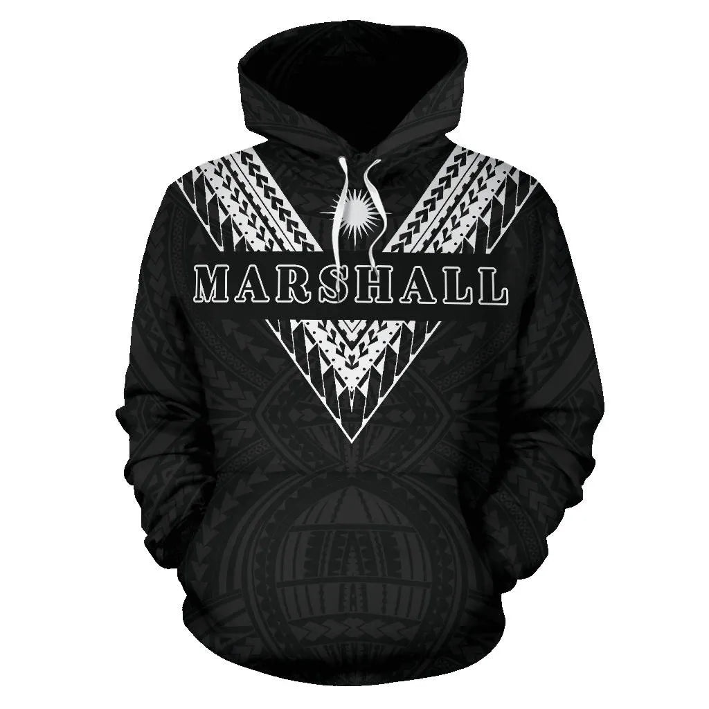 Marshall Islands All Over Hoodie - Black White Sailor Style