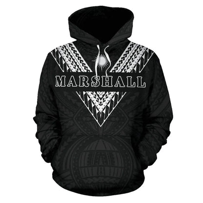 Marshall Islands All Over Hoodie - Black White Sailor Style