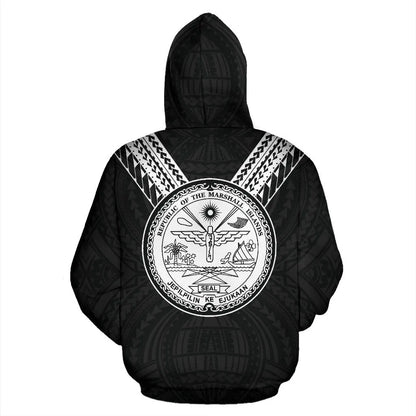 Marshall Islands All Over Hoodie - Black White Sailor Style