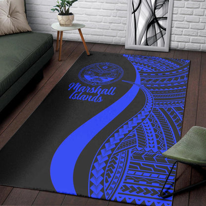 Marshall Islandss Area Rug - Blue Polynesian Tentacle Tribal Pattern Crest