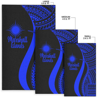 Marshall Islandss Area Rug - Blue Polynesian Tentacle Tribal Pattern