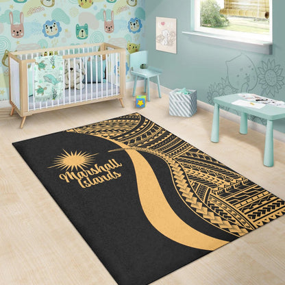 Marshall Islandss Area Rug - Gold Polynesian Tentacle Tribal Pattern