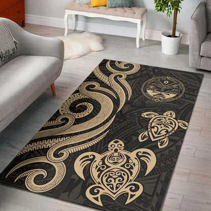 Marshall Islandss Area Rug - Gold Tentacle Turtle Crest