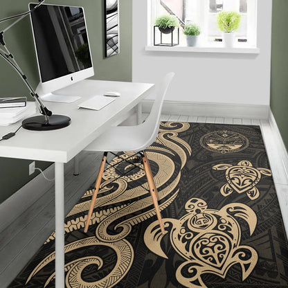 Marshall Islandss Area Rug - Gold Tentacle Turtle Crest