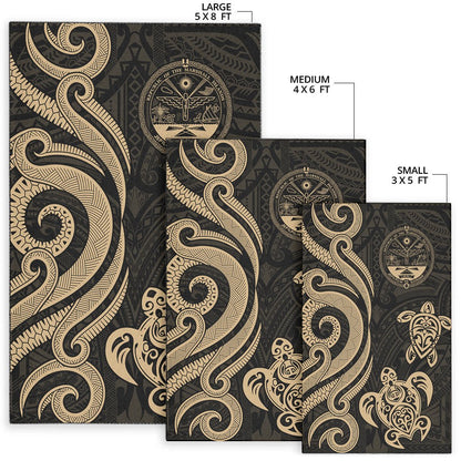 Marshall Islandss Area Rug - Gold Tentacle Turtle Crest