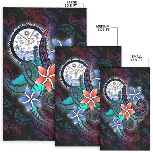 Marshall Islandss Area Rug - Plumeria Flowers Style