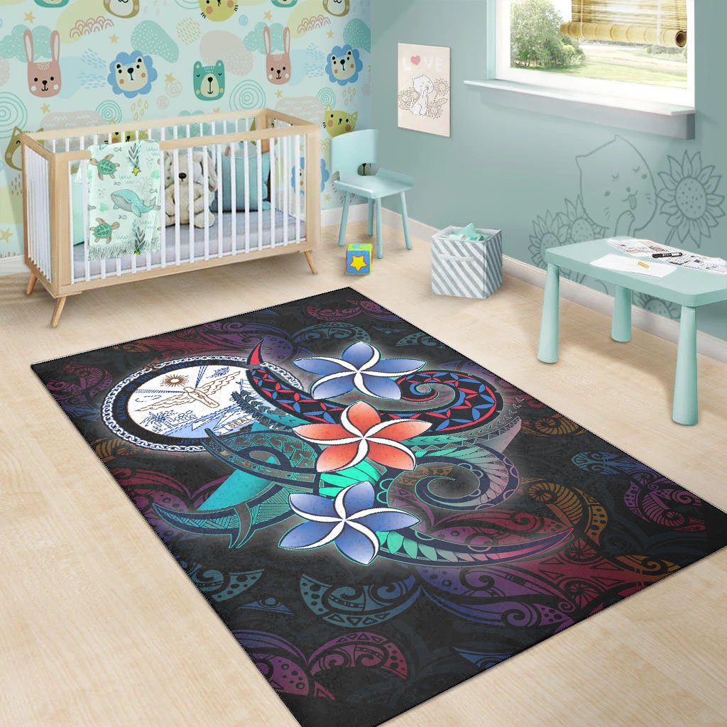 Marshall Islandss Area Rug - Plumeria Flowers Style