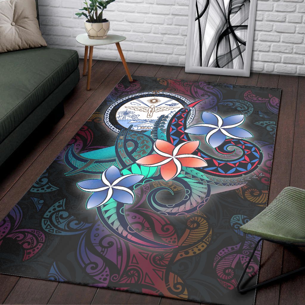Marshall Islandss Area Rug - Plumeria Flowers Style