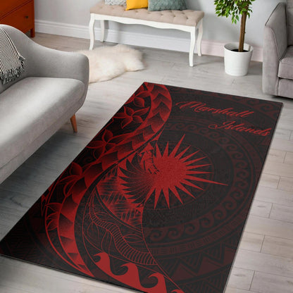 Marshall Islandss Area Rug - Polynesian Pattern Style Red Color