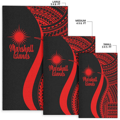 Marshall Islandss Area Rug - Red Polynesian Tentacle Tribal Pattern