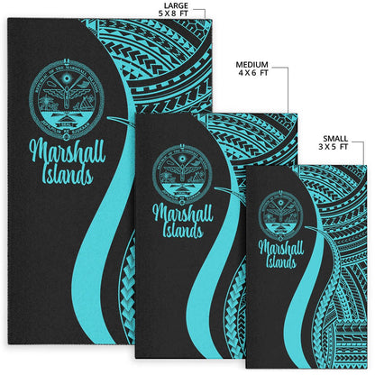 Marshall Islandss Area Rug - Turquoise Polynesian Tentacle Tribal Pattern Crest