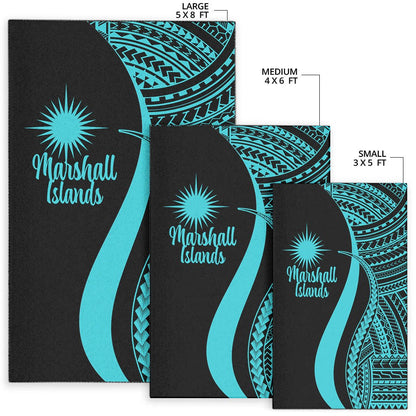 Marshall Islandss Area Rug - Turquoise Polynesian Tentacle Tribal Pattern