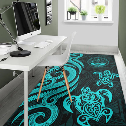 Marshall Islandss Area Rug - Turquoise Tentacle Turtle Crest