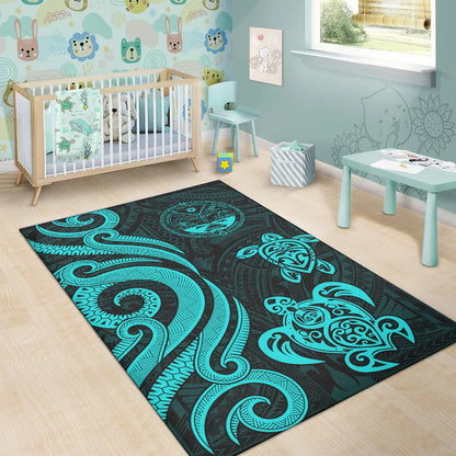 Marshall Islandss Area Rug - Turquoise Tentacle Turtle Crest