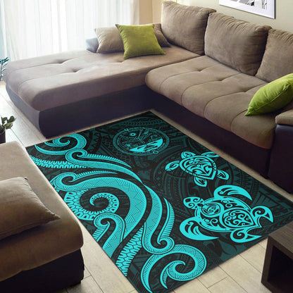 Marshall Islandss Area Rug - Turquoise Tentacle Turtle Crest
