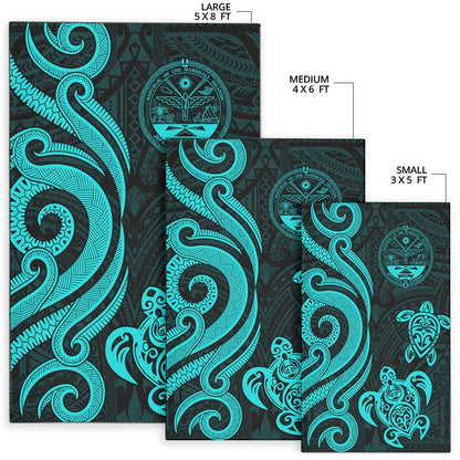 Marshall Islandss Area Rug - Turquoise Tentacle Turtle Crest