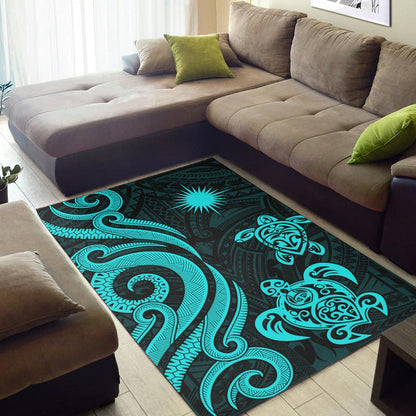 Marshall Islandss Area Rug - Turquoise Tentacle Turtle