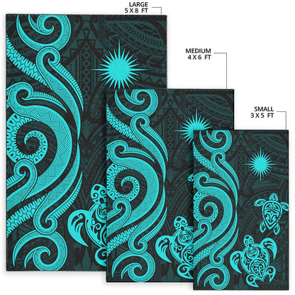Marshall Islandss Area Rug - Turquoise Tentacle Turtle