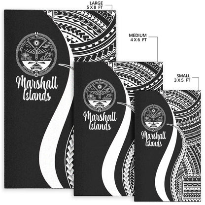 Marshall Islandss Area Rug - White Polynesian Tentacle Tribal Pattern Crest