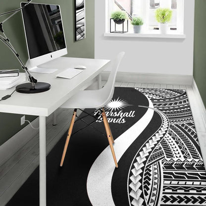 Marshall Islandss Area Rug - White Polynesian Tentacle Tribal Pattern