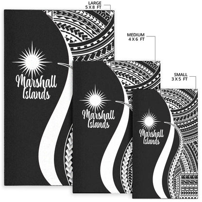 Marshall Islandss Area Rug - White Polynesian Tentacle Tribal Pattern