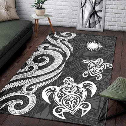 Marshall Islandss Area Rug - White Tentacle Turtle