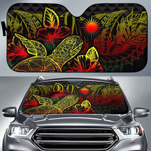 Marshall Islands Auto Sun Shades Turtle Hibiscus Reggae