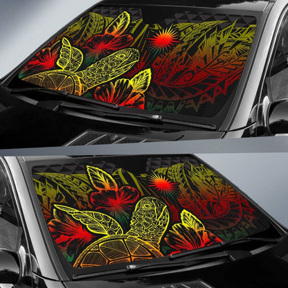 Marshall Islands Auto Sun Shades Turtle Hibiscus Reggae