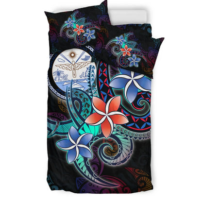 Marshall Islands Bedding Set - Plumeria Flowers Style