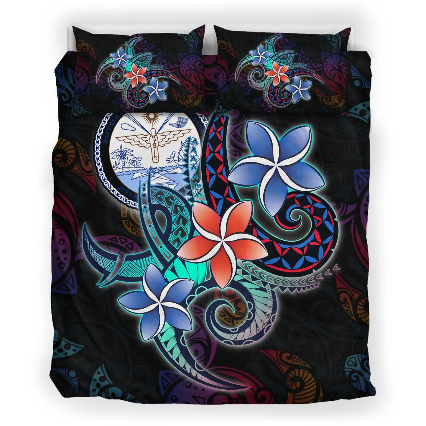 Marshall Islands Bedding Set - Plumeria Flowers Style