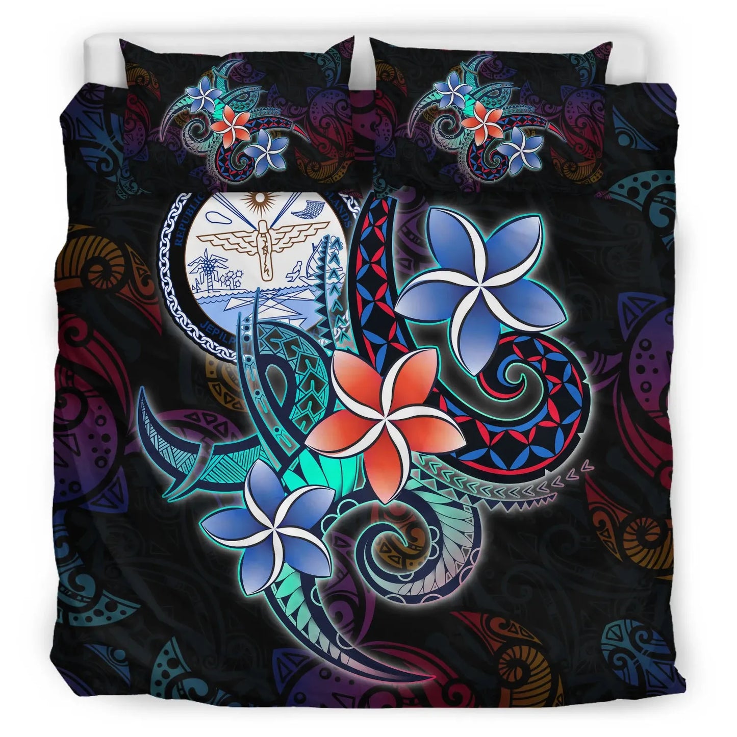Marshall Islands Bedding Set - Plumeria Flowers Style