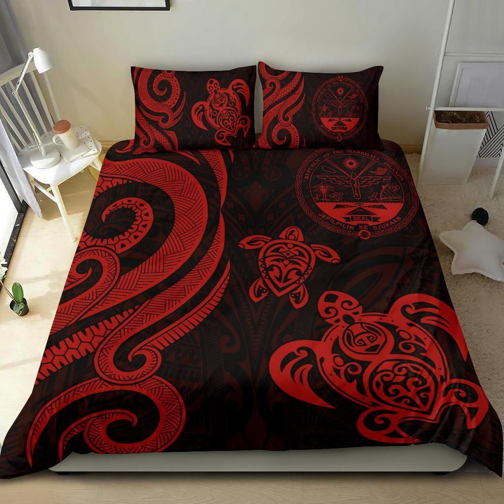 Marshall Islands Bedding Set - Tentacle Turtle Red