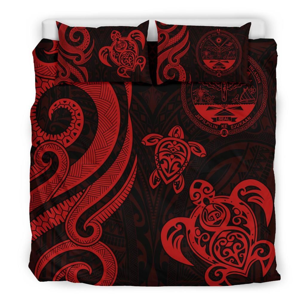 Marshall Islands Bedding Set - Tentacle Turtle Red
