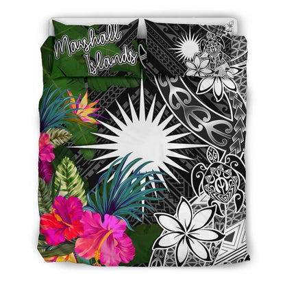 Marshall Islands Bedding Set - Turtle Plumeria Banana Leaf