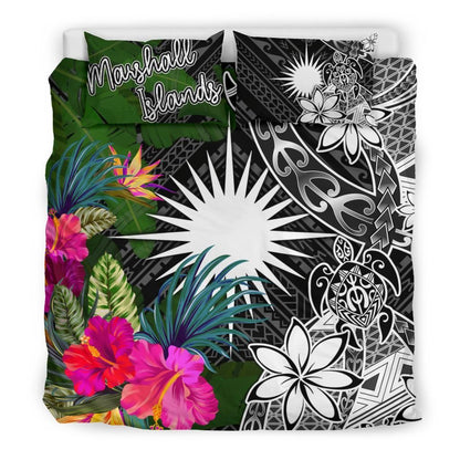 Marshall Islands Bedding Set - Turtle Plumeria Banana Leaf