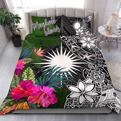 Marshall Islands Bedding Set - Turtle Plumeria Banana Leaf