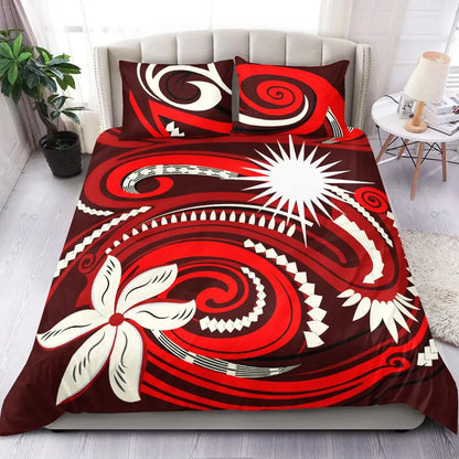 Marshall Islands Bedding Set - Vortex Style Red Color